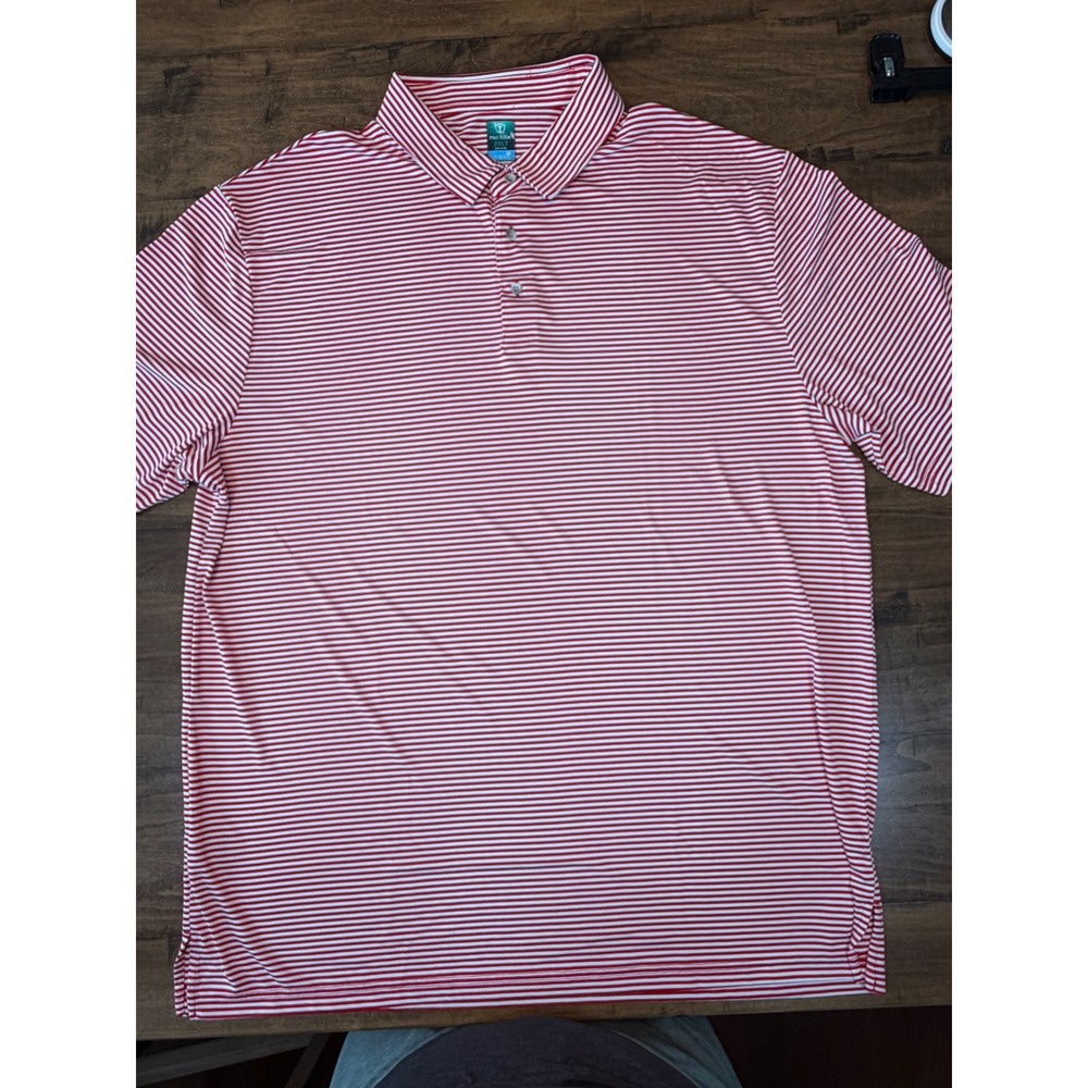 Pro Tour Coolplay Mens 2XLT Red White Striped Golf Polo Shirt Tall Fit